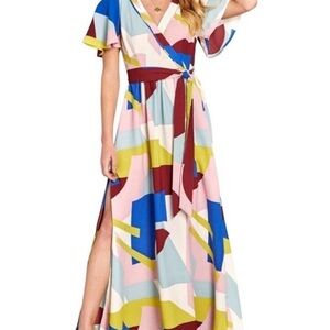 NWOT Modcloth Your Time To Shine Printed Tie-Waist Maxi dress women’s 00
